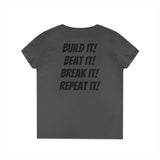 Blazin’ Biddles Off-Road “Build, Beat, Break, Repeat” Ladies V-Neck T-Shirt 25