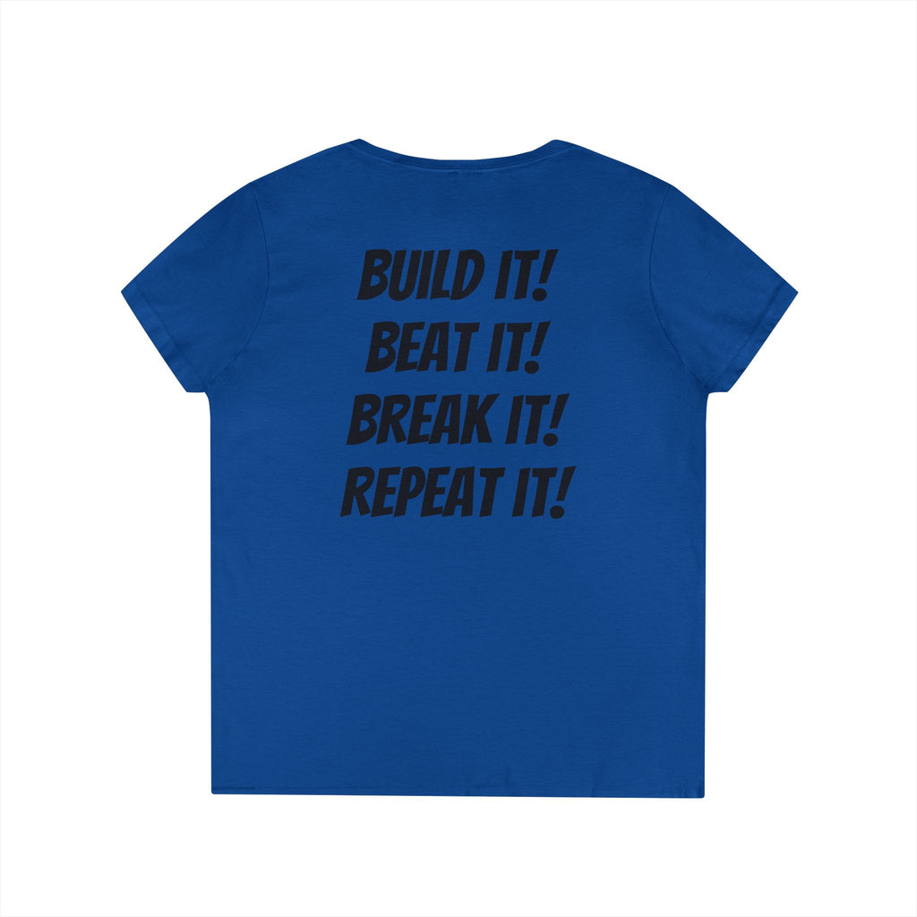 Blazin’ Biddles Off-Road “Build, Beat, Break, Repeat” Ladies V-Neck T-Shirt