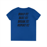 Blazin’ Biddles Off-Road “Build, Beat, Break, Repeat” Ladies V-Neck T-Shirt 27