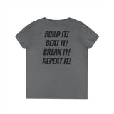 Blazin’ Biddles Off-Road “Build, Beat, Break, Repeat” Ladies V-Neck T-Shirt 21