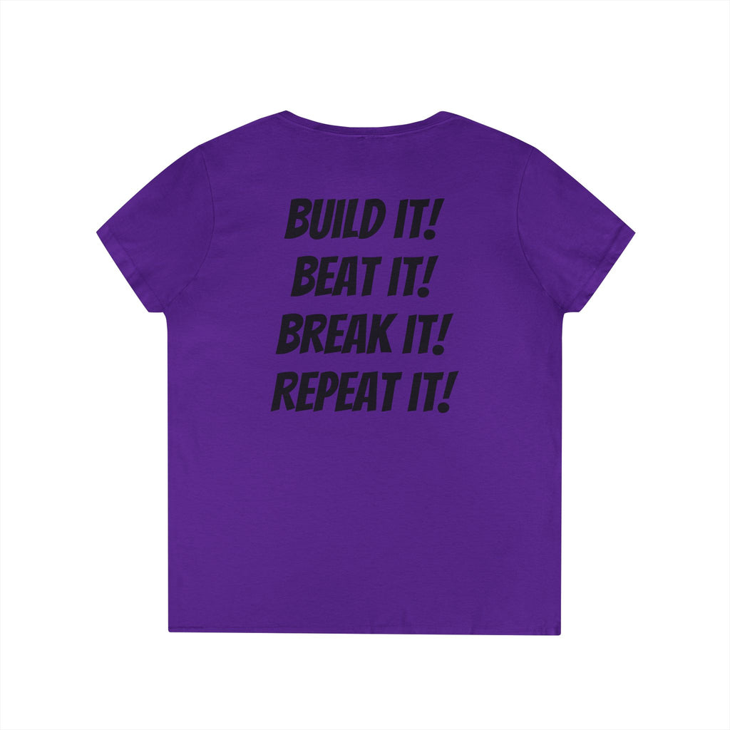 Blazin’ Biddles Off-Road “Build, Beat, Break, Repeat” Ladies V-Neck T-Shirt