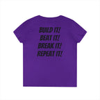 Blazin’ Biddles Off-Road “Build, Beat, Break, Repeat” Ladies V-Neck T-Shirt