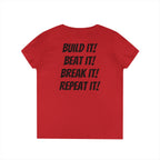 Blazin’ Biddles Off-Road “Build, Beat, Break, Repeat” Ladies V-Neck T-Shirt