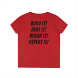 Blazin’ Biddles Off-Road “Build, Beat, Break, Repeat” Ladies V-Neck T-Shirt 35