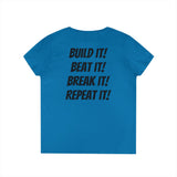 Blazin’ Biddles Off-Road “Build, Beat, Break, Repeat” Ladies V-Neck T-Shirt 23