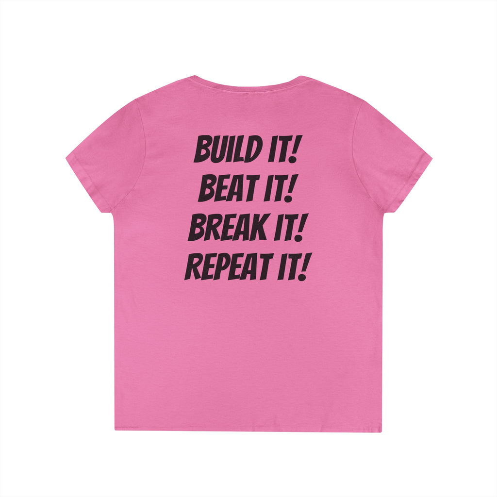 Blazin’ Biddles Off-Road “Build, Beat, Break, Repeat” Ladies V-Neck T-Shirt