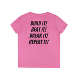 Blazin’ Biddles Off-Road “Build, Beat, Break, Repeat” Ladies V-Neck T-Shirt 33