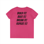 Blazin’ Biddles Off-Road “Build, Beat, Break, Repeat” Ladies V-Neck T-Shirt