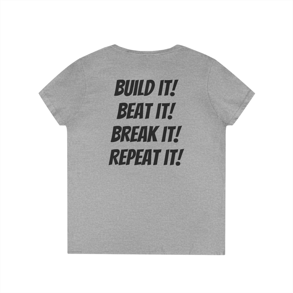 Blazin’ Biddles Off-Road “Build, Beat, Break, Repeat” Ladies V-Neck T-Shirt