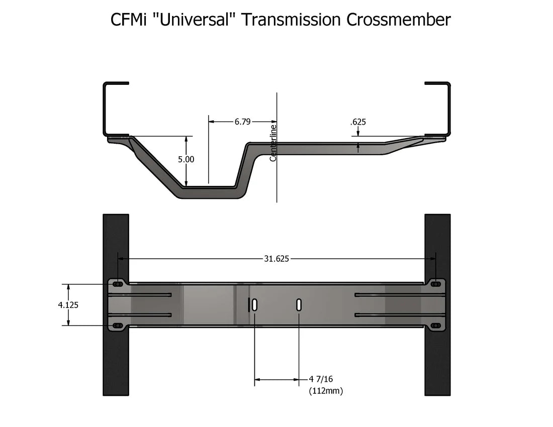 CFMi - K-Series Squarebody 4WD Universal Transmission Crossmember – Heavy Duty Fabricated Drivetrain Crossmember